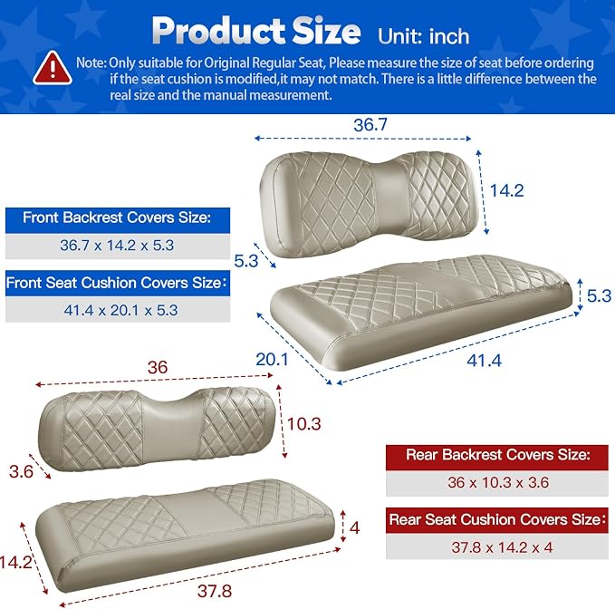 NOKINS Golf Cart Seat Covers 4 Piece Fits Yamaha Drive G29 /Drive2 | Front and Rear Seat Vinyl Covers, Golf Cart Accessories, No Staples(Oyster Gray) - Image 5
