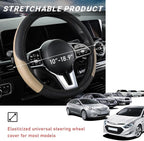 povtii Car Steering Wheel Cover, 15 Inch Leather Breathable Auto Steering Wheel Protector, Comfortable Non-Slip Vehicle Steering Wheel Covers, Universal Interior Car Accessories (Beige, AD) - Image 2