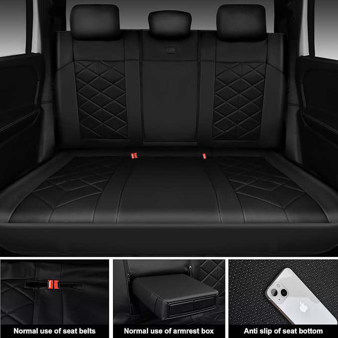 CAR PASS Memory Foam Leather Car Seat Covers Full Set, Breathable Perforated Nappa Leather Seat Covers Full Set, Comfort Universal Fit for Most SUV Truck Sedan, Airbag Compatible 5 Seats All Black - Image 4