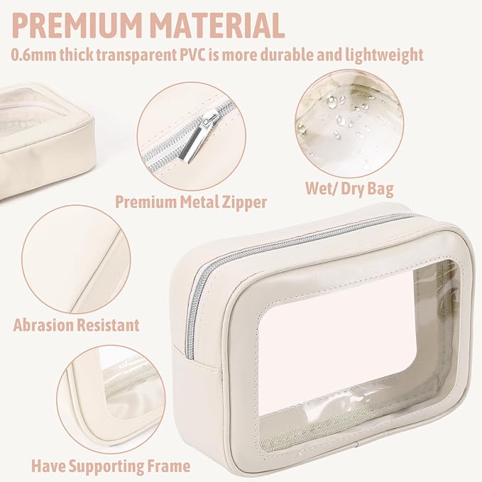 YOPCDJ 3PCS Clear Toiletry Bag,TSA Approved Travel Pouch with Zipper for Cosmetics and Toiletries，Diaper Bag Organizer Pouch Set, Purse Organizer and Clear Car Bag for Women and Kids - Image 4