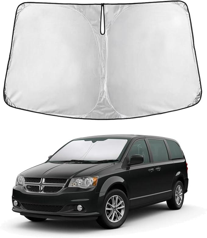 EcoNour Windshield Sunshade Compatible for Dodge Caravan 2008-2019 2020 | (Not for Dodge Grand Caravan) Sun Visor for Front Window Sun Shade Cover, UV Heat Protector, Car Accessories by EcoNour