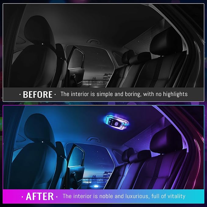 Universal Car Rear Dome Light Replacement,Adjustable LED Ceiling Lamps Assembly w/Touch Screen,Car RV Interior Lighting w/Door Trigger Switch,Over-Head Roof Ambient Light,RGB (Ripple Style) - Image 8