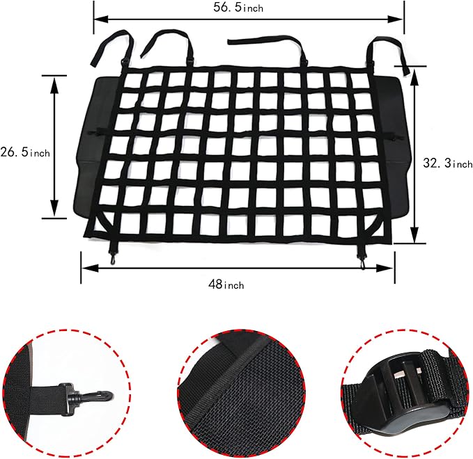 Pet Net Vehicle Safety Mesh Dog Barrier for Jeep Wrangler 4-Door | JK JL 4-Door 2007-2026, Fits Behind Rear Seat, Suitable For Medium, Large Pets, Easy To Install - Image 2
