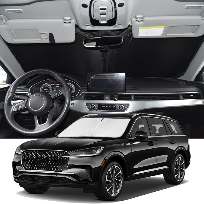 Windshield Sunshade for Lincoln Aviator 2020-2026 Sun Shade 4 Layers | Upgrade Blocks UV Rays Custom Fit Aviator 240T Car Window Shades Front Windshield Keep Cool Foldable Car Accessories by ZOIBVCARSUNSHADE