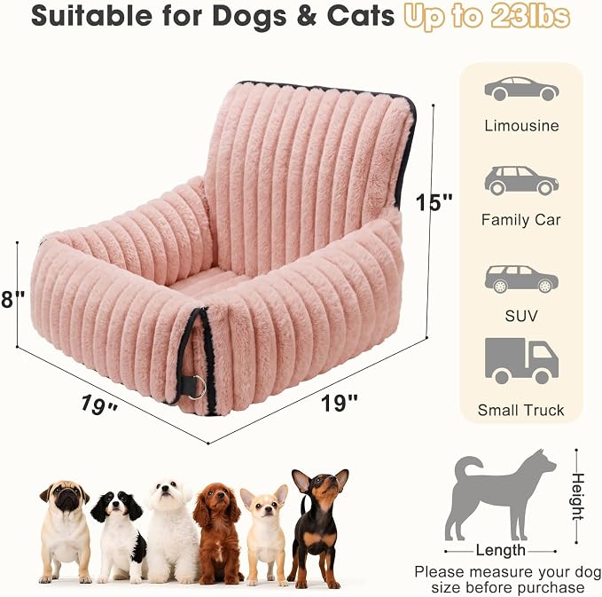 MIXJOY Dog Car Seat for Small/Medium Dogs up to 23 lbs, Multi-Functional Dog Carrier for Car with Detachable Washable Cover, Pet Travel Bed with Clip-On Safety Leash, Pink - Image 5