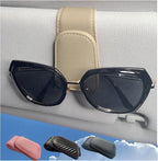 Leather Sunglass Holder for Car Visor, Magnetic Eyeglasses Clips(Beige) | One-Handed Operation, Fits Different Size Eyeglasses, Car Essentials for Women by Unknown
