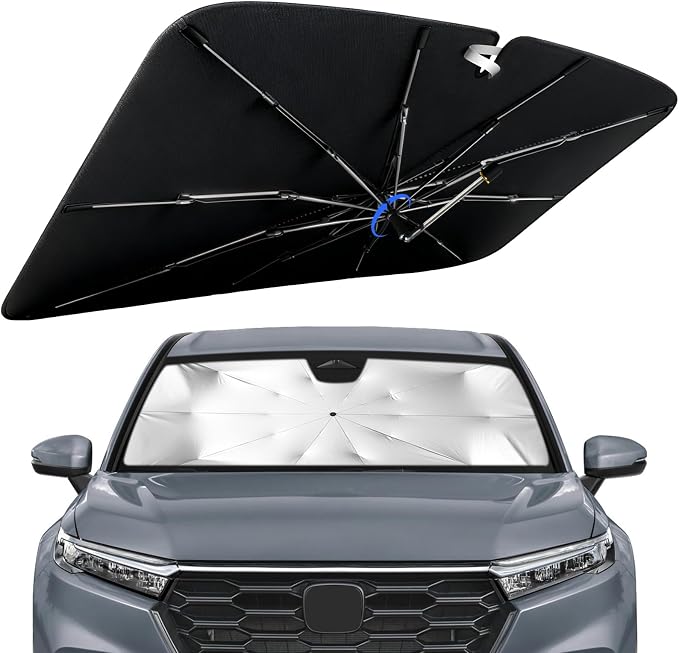 Windshield Sun Shade for Honda CRV 2023-2026 with 360° Rotating Shaft | Custom Fit Umbrella Sunshade for UV Blocking, Interior Heat Protection, Easy Storage, UPF 50+ Cool Windshield Cover by Lonyaqui