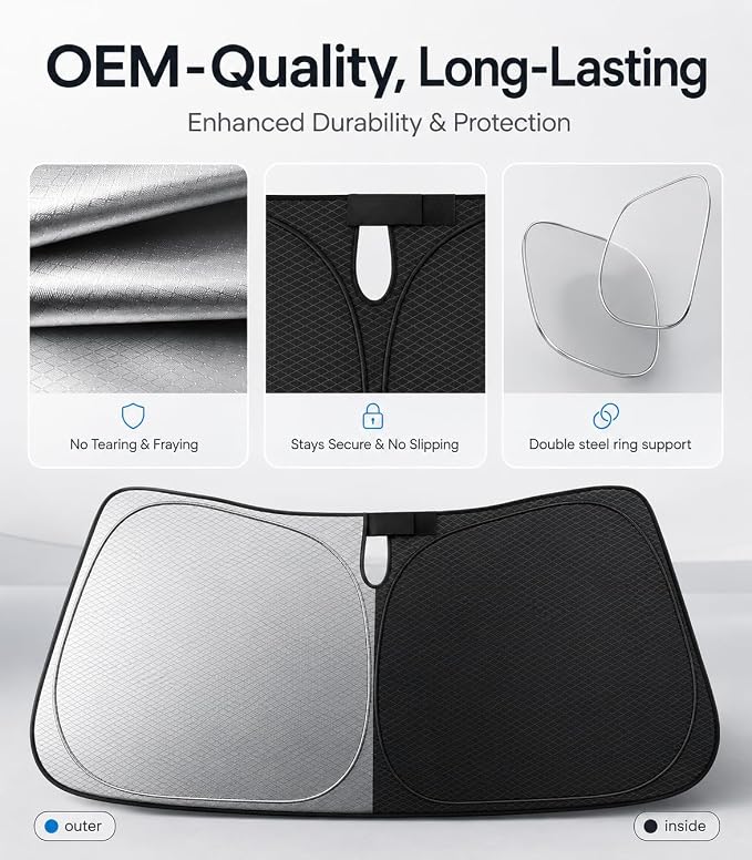 Zanch Windshield Sun Shade for Honda CRV 2023-2026, 7-Layer Heavy-Duty UV & Heat Block, 3D Scanned Custom Fit, Keep Interior Cooler, Easy Storage & Foldable SUV Accessories, No Sagging - Image 8