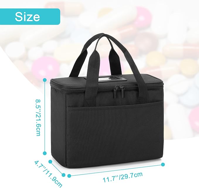 Trunab Insulated Medicine Storage Bag Travel Pill Bottle Organizer,Black | Medication Bag for Prescription, Insulin, Supplements or Medical Supplies,Bag Only - Image 6