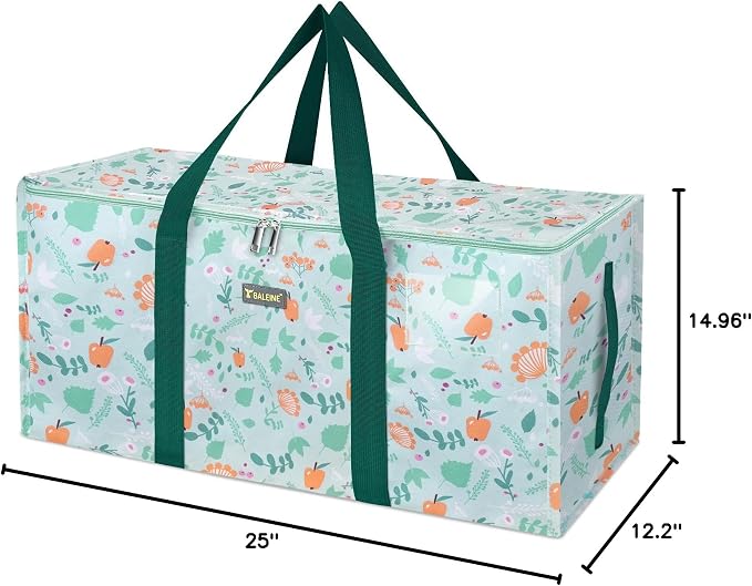 BALEINE Extra Large Storage Tote with Zippers & Carrying Handles, Heavy-Duty Oxford Fabric Moving Bags for Laundry, Space Saving, Storage, Spring Stroll - Image 8