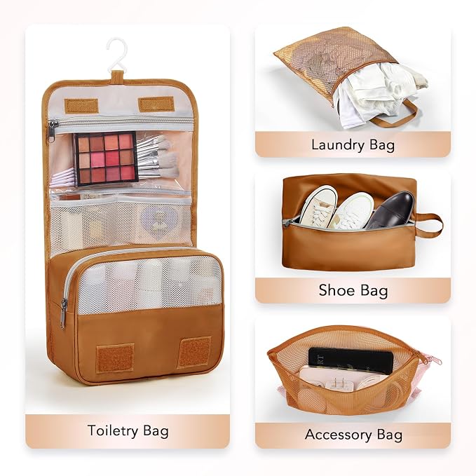 OlarHike 10 Set Compression Packing Cubes for Travel Essentials,Compressible Expandable Space Saver Bags for Organizing Clothes,Luggage Suitcase Garment Bags with Over 1000 pcs Mesh Holes(Brown) - Image 5