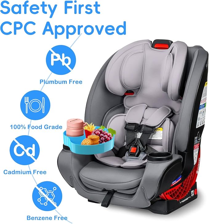 [2 Packs] Kids Car Seat Tray, Travel Tray with Cup Holder for Toddler Baby, Kids Car Seat Food Snack Organizer for Road Trip, Stroller snack Organizer Travel Must Haves (Sky Blue, 2 PCS) - Image 2