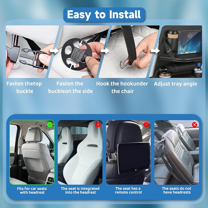 Car Seat Back Organizer with Foldable Table Tray Back of Seat Car Organizer with Touch Screen Phone Holder Premium Pu Leather Material for Kids, Pets & Travel Accessories(1 Pack) - Image 5