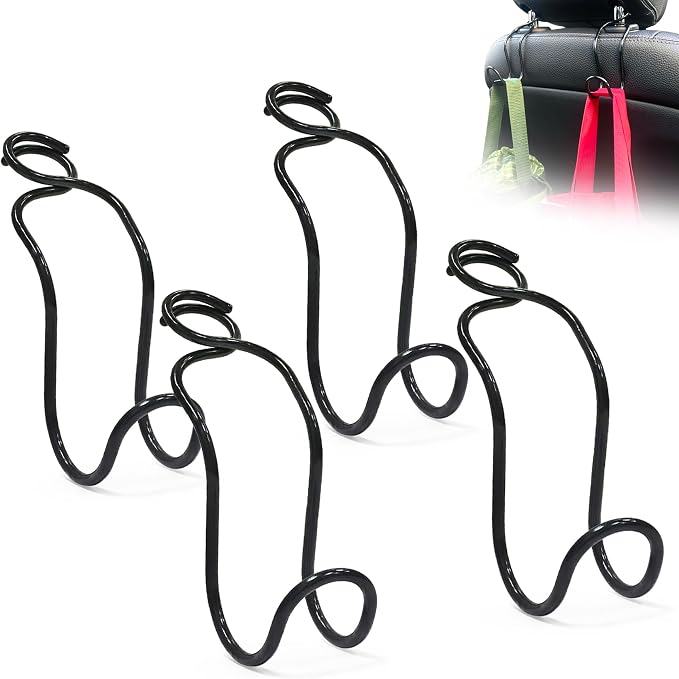 Car Hook for Purses and Bags 4 Pack Headrest Hangers (4 * Small Size) | Hard Hat Hanging Holder for Truck Car Backseat Storage Stuff for Women Automotive Necessities Accessories New Driver Gifts by Idefair