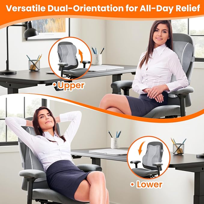 CloudBliss Lumbar Support Pillow, Memory Foam for Office, Light Gray | Ergonomic High-Density Memory Foam, Adjustable Straps, Washable Mesh Cover, Lower Back Support for Office, Gaming & Car Seat - Image 7