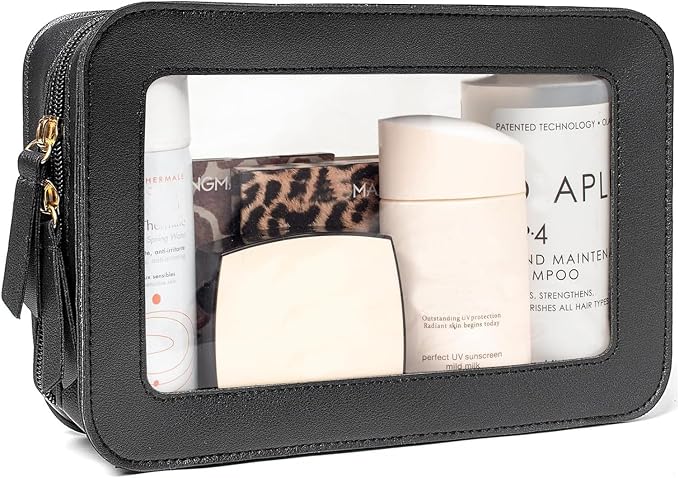 Clear Makeup Bag Small, TSA Approved Portable Toiletry Bag with Zipper Cosmetic Travel Bag Makeup Organizer Case Mini Makeup Pouch for Purse Car Organizer Bag for Women Men by FFpaw