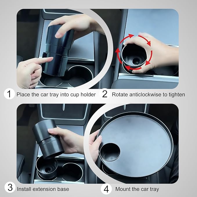 Car Tray 360° Rotating Cup Holder Table Organizer for Car Center Console Car Accessories Compatible with Most Vehicle - Image 6