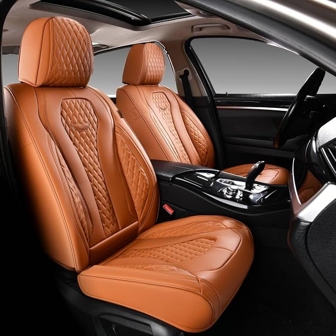 Coverado Seat Covers, Seat Covers 2 Seats, Brown Car Seat Cover Front Seats, Luxury Automotive Seat Covers, Front Car Seat Covers Leather Car Seat Protector by COVERADOAUTO