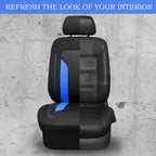 CAR PASS 3D Air Mesh Car Seat Covers Full Set, Breathable Sporty Rear Bench with Zipper for Armrest Box Universal Fit 95% Automotive SUV,Truck,Sedan Interior Cute Women Airbag Compatible, Black Blue - Image 4