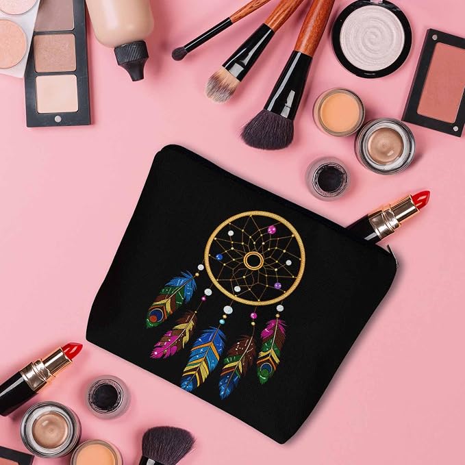 Woman Makeup Bag Dream Catcher, Native American Style Tribal Feathers Dream Catcher Makeup Bags Travel Cosmetic Bags Toiletry Makeup Organizer Pencil Pouch Cosmetic Bag For Owners Lady - Image 3