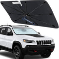Windshield Sun Shade Umbrella for Jeep Cherokee 2011-2025 Front Windows | Foldable Car Sunshade with 360° Rotating Shaft, Custom fit Cherokee Sun Visor Shield for UV Blocking and Heat Insulation by Visufy
