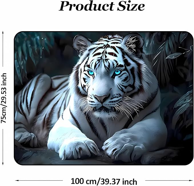 Universal Car Trunk Mat 29" x 39", White Tiger Pattern All Weather Trunk Protection Cargo Liner, Durable Cargo Mat Rear Trunk Liner, Stylish Vehicle Interior Accessories Suitable for Most Car Models - Image 2