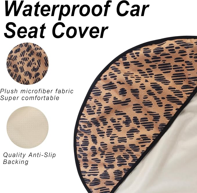 Sweat Towel Car Seat Cover Protector Front Seats for Gym Workout, Running, Swimming, Beach and Hiking, Waterproof Universal Seat Cover for Car, Trucks, Van & SUV (2, Leopard Head, Front) - Image 4