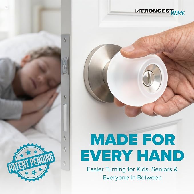 STRONGEST HOME Clear Silicone Door Knob Cover & Wall Protector – Soft Rubber Handle Grip for Arthritis Support and Quiet Damage Prevention (10 Pack) - Image 3