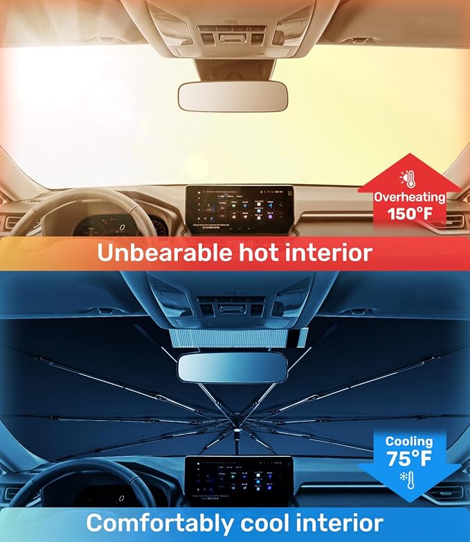 Zanch Upgrade Windshield Sun Shade, Custom Fit for Toyota RAV4 2019-2025 [Titanium-Silver Reflective Coating] Blocks 99% UV & Heat, Sunshade Umbrella for RAV4 2019 2020 2021 2022 2023 2024 2025 - Image 2
