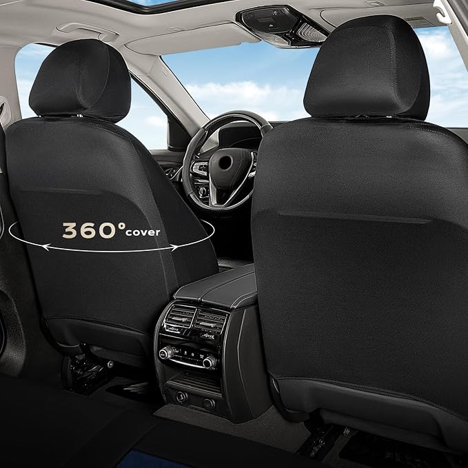 Coverado Seat Covers Full Set, Luxury Diamond Leather Car Seat Cover with Carbon Fiber Textured Design, Waterproof Car Seat Protector, Black&Blue Front and Rear Seat Covers Universal Fit Most Cars - Image 6