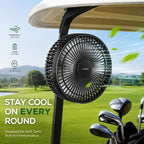 A2C Magnetic Rechargeable Fan for Golf Cart 7.5-Inch, Up to 28Hrs, 10000mAh | Battery Powered, Portable, 4 Speeds, Fits EZGO, Club Car, Yamaha Golf Cart Accessories Essentials Gifts for Men, Dad, Husband - Image 3