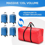 Extra Large travel duffel bag with Strong Handles, 135L Waterproof duffel bag, Durable Zippers, Extra Large Storage Totes for Space Saving and Moving Supplies, Red - Image 7