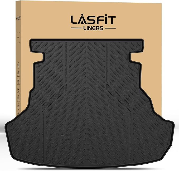LASFIT Cargo Mat for Toyota Camry 2015-2017 (Only Fit Gas, Not Fit Hybrid) | Not Fit Hybrid, All Weather Custom Fit Anti-Slip Pet Friendly Easy Clean TPE Trunk & Backrest Mats for 7th Gen Camry, Black by LASFIT
