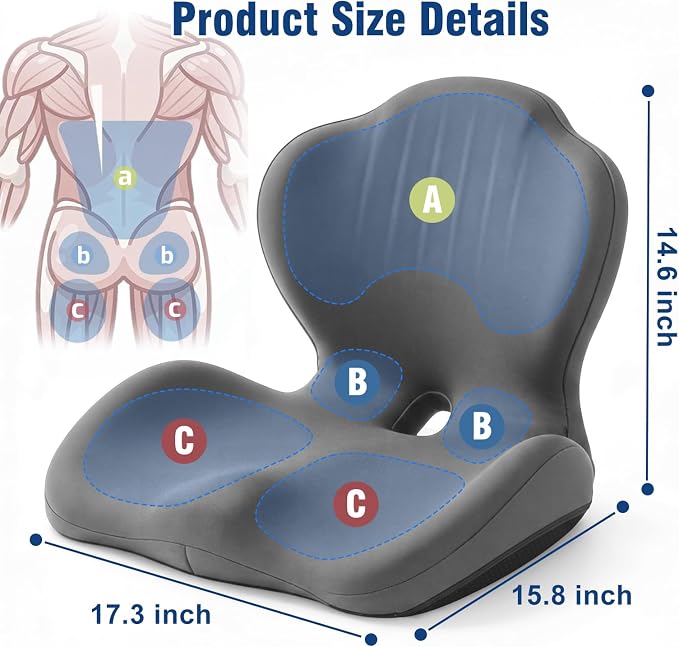 Car Seat Cushion Office Chair Cushion with Lumbar Support Pillow | Ergonomic Seat Cushion for Relieve Sciatica & Tailbone Pain, Ideal for Car Driving Truck Office Chairs Wheelchairs Home Use - Image 8