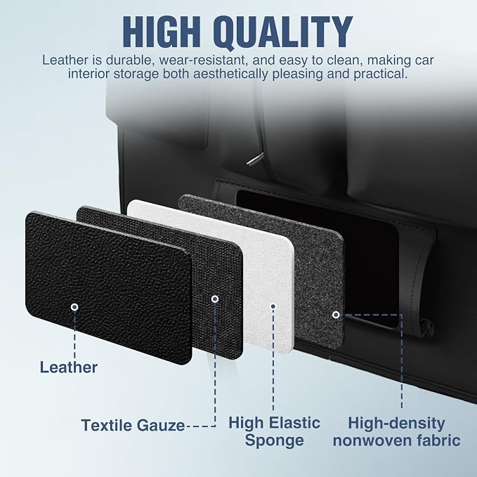 Nilight Car Seat Back Organizer 1PC Black PU Leather Universal | Cup Holder Tissue Box Removable Bucket Waterproof Multifunctional Storage Bag for Cars Vans SUVs MPVs Pickup Trucks - Image 3