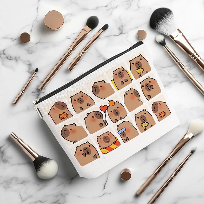 Cute Capybara Makeup Bag, Capybara Gifts for Women Cosmetic Bag | Travel Organizer Bags Makeup Pouch, Capybara Stuff Capybara Lovers Gifts for Bestie Girls Christmas birthday Gifts - Image 3