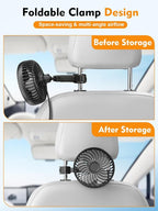 USB Portable Backseat Car Fan for Kids,with 3 Speeds Brushless Motor | 360°Rotatable,5V/1A,Ultra Quiet,Headrest Mount Auto Fan for Vans,Trucks,SUVs,RVs,No Battery(Headrest Buckle) - Image 6
