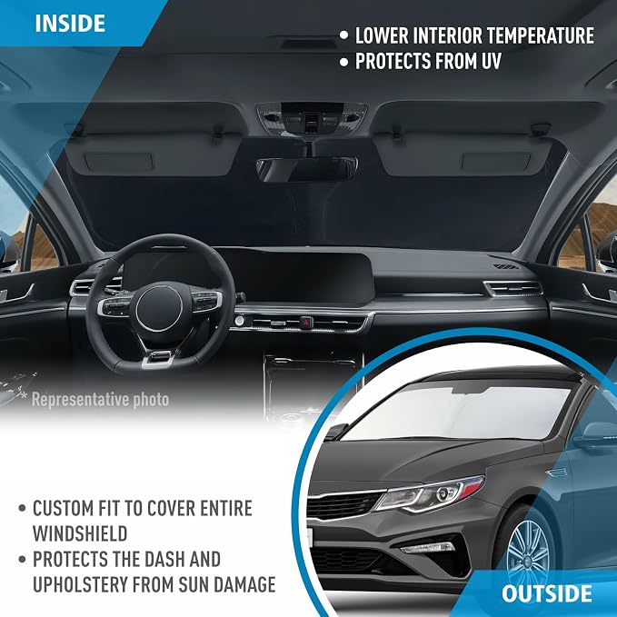CLIM ART Windshield Sun Shade for Kia Optima 2016-2020, Custom-Fit Foldable Car Sunshade, Vehicle Sun Protector, Front Auto Windshield Cover, Car Accessories - WS3016 - Image 5