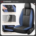 Coverado Car Seat Covers Front Pair, Automotive Leather Seat Covers for Car，Universal Fit Front Back Seat Cover, Non-Slip Waterproof Breathable Car Seat Protector - Image 2