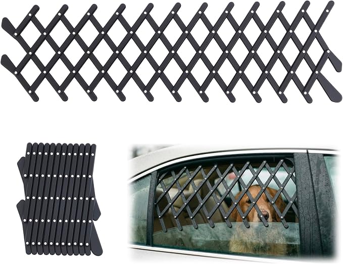1 Pcs Car Truck Window Pet Gate Extendable Window Guards for Dogs | Puppy Ventilation Grill Mesh Vent, Security Lattice, Telescopic Fence for Truck SUV Pet Safety Protection Summer Airflow by Sunnymove