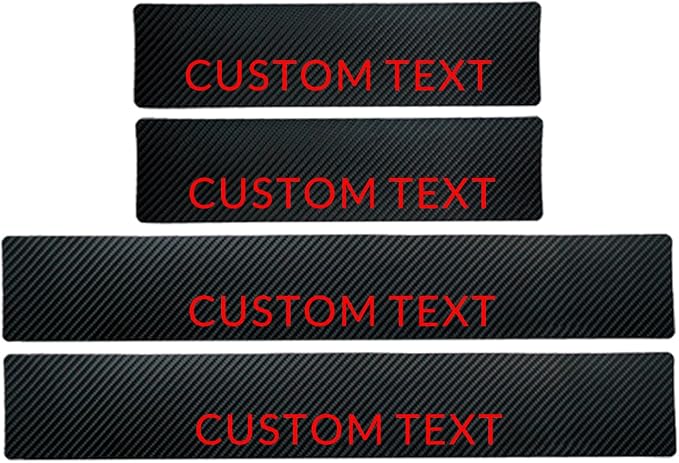 4 Pcs Custom Text Carbon Fiber Car Door Sill Scuff Plate Auto Door Entry Guard Scratch Shield for GMC Sierra 3500HD Chevrolet Silverado 3500HD Auto Accessories (Custom Text, 3500HD) - Image 3