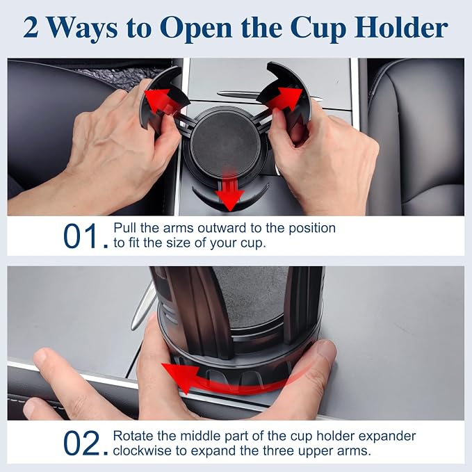 Car Cup Holder Expander, Cup Holder Extender Adapter with Expandable Arm and Adjustable Base, Compatible with Yeti Ramblers, Hydro Flasks, Stanley, Owala Most Coffee Mugs Bottles & Cups (CUP-B-1pack) - Image 8