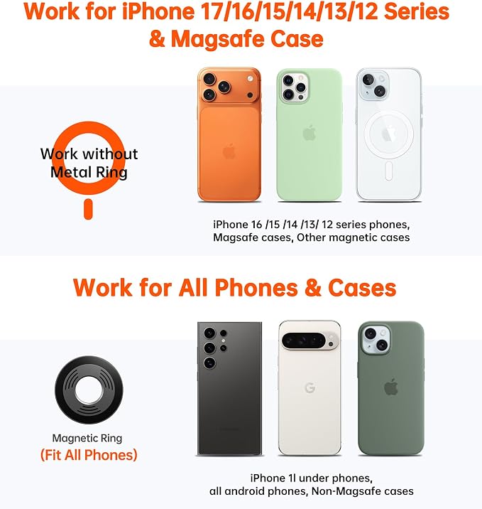 Coolpow for MagSafe Car Mount【Windshield+Vent+Dash】Magnetic Phone Holder for Car Phone Holder Mount Cell Phone Holders for Your Car Accessories Suction Phone Mount for Car Truck Stand for iPhone 17 16 - Image 8