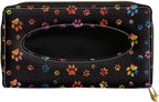 Biyejit Car Tissue Holder, Colorful Paws Car Mask Holder, Car Sun Visor Napkin Holder Backseat Tissue Case，Pu Leather Tissues Box - Image 2