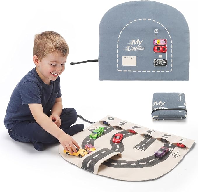 Portable Toy Car Storage Roll and Playmat - Travel Car Carrier Organizer Case by Rzylka