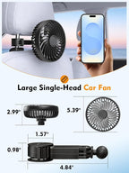 USB Portable Backseat Car Fan for Kids,with 3 Speeds Brushless Motor | 360°Rotatable,5V/1A,Ultra Quiet,Headrest Mount Auto Fan for Vans,Trucks,SUVs,RVs,No Battery(Headrest Buckle) - Image 4