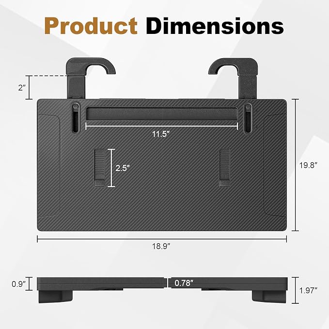 2-in-1 Car Steering Wheel Desk Tray,Adjustable Car Table for Laptop | Car Food Tray for Standard Round Steering Wheels,Car Seat Gap Filling Organizer,Foldable Carbon Fiber Look Table for Working - Image 3