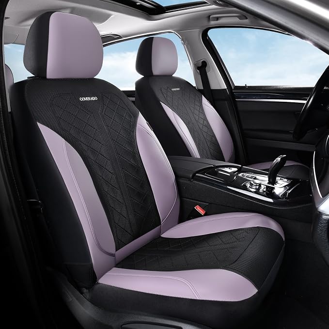 Coverado Front Seat Covers, Automotive Seat Covers 2 Seats, Leather Car Protectors 2-Pack, Auto Seat Covers Universal Fit for SUV, Vans, Sedan, Truck by COVERADOAUTO