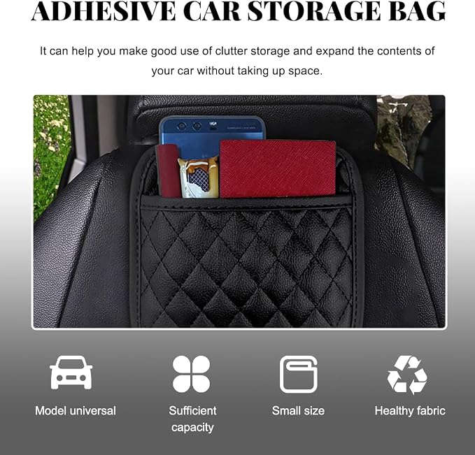 2 PCS Car Side Pocket Organizer, Leather Adhesive Auto Side Seat Back Storage Pocket, Waterproof Phone Document Sunglasses Holder Vehicle Gap Filler Pouch, Car Accessories (Large) - Image 4