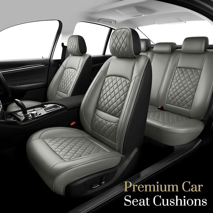 Avalon Seat Covers Custom Fit for Toyota Avalon 2001-2026 - Full Set Premium Leather, Waterproof, All-Weather, Airbag Compatible, Anti-Slip, Breathable, Only 2 Front seat Covers (Gray) - Image 2